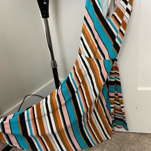 Forever 21 flowy stripe cross cross back dress S